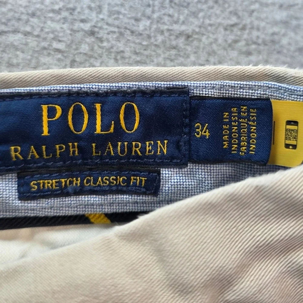 Polo Ralph Lauren Chino Shorts Mens Size 34 Khaki Stretch Classic Fit Cotton